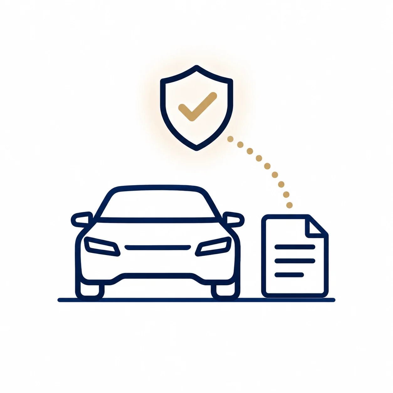 Stilstaande auto met schild en kentekendocument als symbool voor de verzekeringsplicht